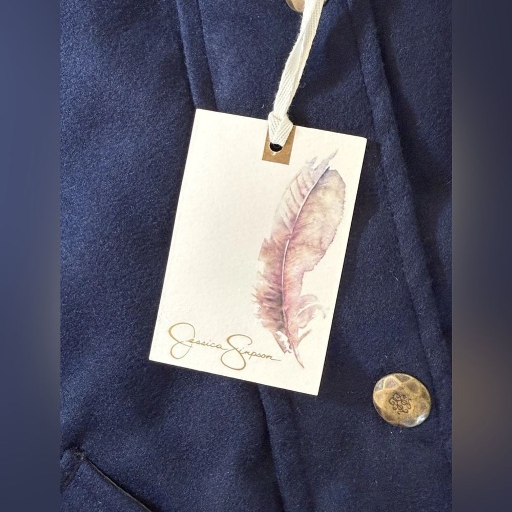 NEW Jessica Simpson Girls Heavy Blue Olive Coat Faux Fur Hood Medium 10 / 12 - Picture 10 of 13